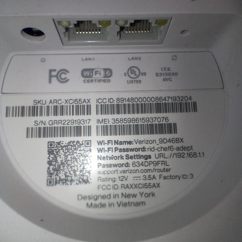 Verizon Internet Gateway ARC-XCI55AX Home Router 2022‎ Model Router ONLY - Picture 7 of 7